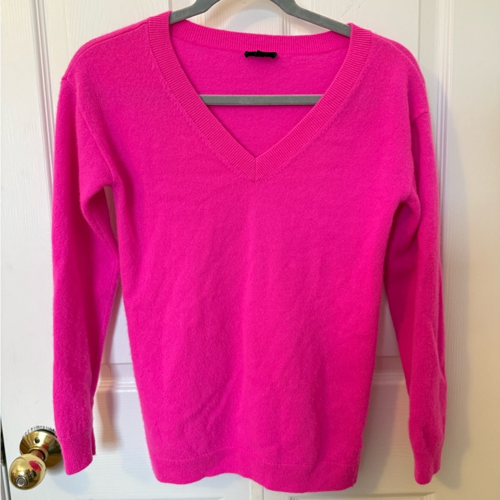 Talbots Vibrant Pink Cashmere V-Neck Sweater